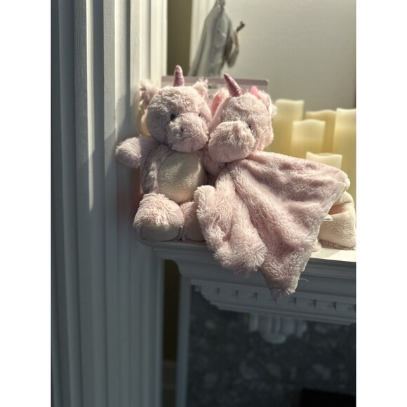 KELLY BABY 2PC TOY & SECURITY BLANKET SET PINK UNICORN PLUSH TOY & LOVEY NWT - Picture 3 of 10